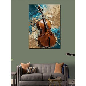 Kanvas Tablo Keman Ve Pastel Renk Desenler 50x70 cm
