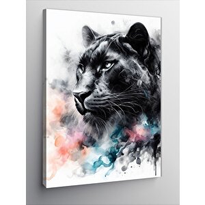 Kanvas Tablo Siyah Panter Ve Renkli Dumanlar 70x100 cm