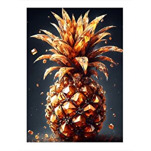 Kristal Ananas Tasarım Ahşap Tablo 25cmx 35cm 25x35 cm