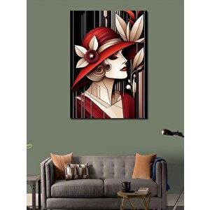 Kanvas Tablo Kırmızı Şapkalı Kız 100x140 cm