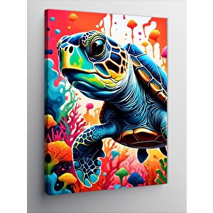 Kanvas Tablo Caretta Caretta Ve Deniz Canlıları 50x70 cm