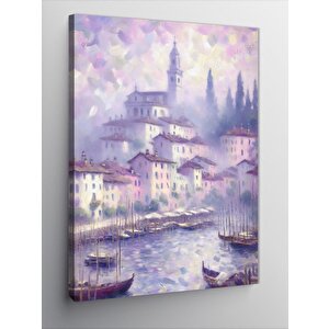Kanvas Tablo Nehir Kenarındaki Kasaba 50x70 cm