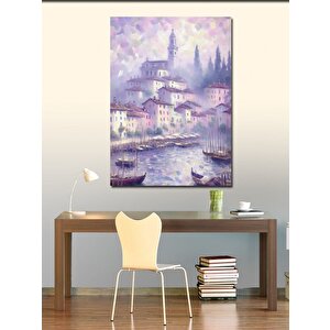 Kanvas Tablo Nehir Kenarındaki Kasaba 50x70 cm