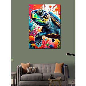 Kanvas Tablo Caretta Caretta Ve Deniz Canlıları 100x140 cm