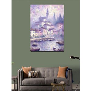 Kanvas Tablo Nehir Kenarındaki Kasaba 70x100 cm