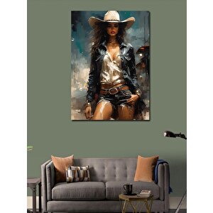 Kanvas Tablo Kovboy Şapkalı Kadın 70x100 cm