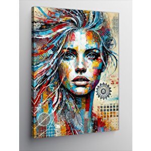 Kanvas Tablo Renkli Desenli Kadın 100x140 cm
