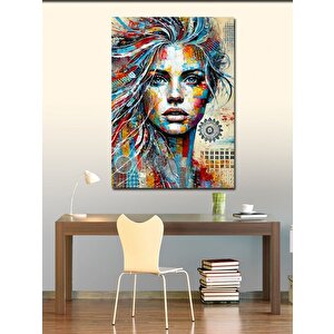 Kanvas Tablo Renkli Desenli Kadın 100x140 cm