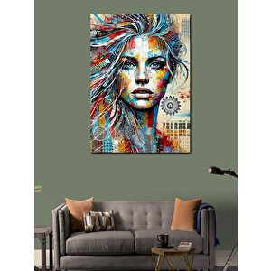 Kanvas Tablo Renkli Desenli Kadın 100x140 cm