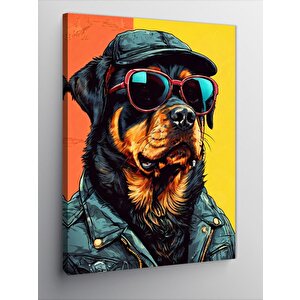 Kanvas Tablo Şapkalı Kırmızı Gözlüklü Köpek 50x70 cm