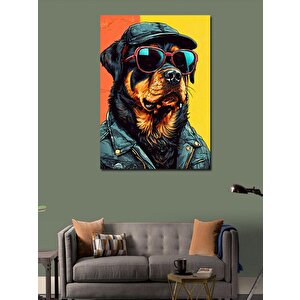 Kanvas Tablo Şapkalı Kırmızı Gözlüklü Köpek 50x70 cm