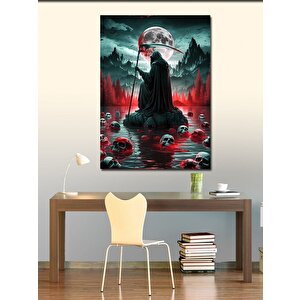 Kanvas Tablo Göldeki Azrail Ve Kuru Kafalar 100x140 cm