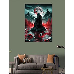 Kanvas Tablo Göldeki Azrail Ve Kuru Kafalar 100x140 cm