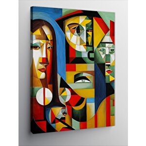 Kanvas Tablo Sürrealist Renkli İnsan Suratları 50x70 cm