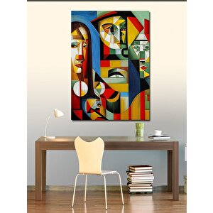 Kanvas Tablo Sürrealist Renkli İnsan Suratları 50x70 cm
