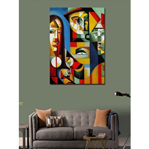 Kanvas Tablo Sürrealist Renkli İnsan Suratları 50x70 cm