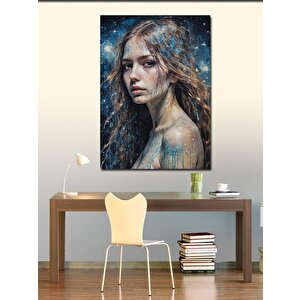 Kanvas Tablo Mavi Boya Ve Kadın 50x70 cm