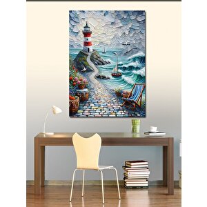 Kanvas Tablo Deniz Feneri Ve Manzara 70x100 cm
