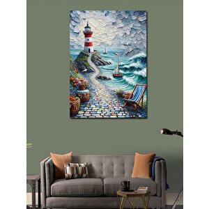 Kanvas Tablo Deniz Feneri Ve Manzara 70x100 cm