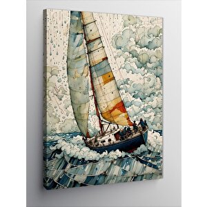 Kanvas Tablo Deniz Ve Yelkenli Tekne 70x100 cm