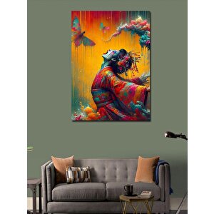 Kanvas Tablo Haykıran Japon Kadın 50x70 cm