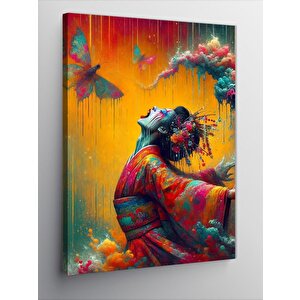 Kanvas Tablo Haykıran Japon Kadın 100x140 cm