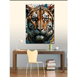 Kanvas Tablo Yağlı Boya Kaplan Potresi 100x140 cm