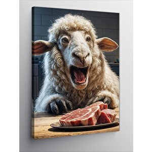 Kanvas Tablo Şaşkın Kuzu Ve Pirzola 70x100 cm