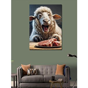 Kanvas Tablo Şaşkın Kuzu Ve Pirzola 70x100 cm