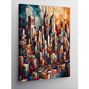 Kanvas Tablo Sürrealist Renkli Evler 50x70 cm