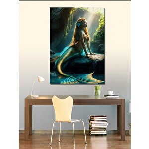 Kanvas Tablo Yeşil Elbiseli Deniz Kızı 100x140 cm