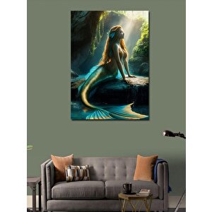Kanvas Tablo Yeşil Elbiseli Deniz Kızı 100x140 cm