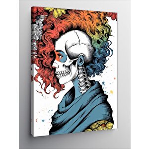 Kanvas Tablo Renkli Saçlı Kurukafa Kadın 50x70 cm