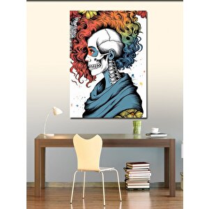 Kanvas Tablo Renkli Saçlı Kurukafa Kadın 50x70 cm