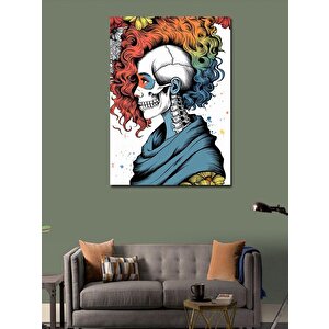 Kanvas Tablo Renkli Saçlı Kurukafa Kadın 50x70 cm