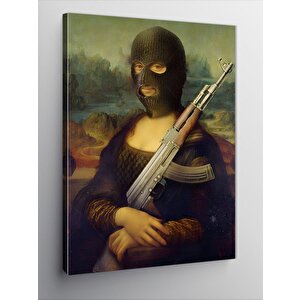 Kanvas Tablo Ak 47 Ve Mona Lisa Fan Art 70x100 cm