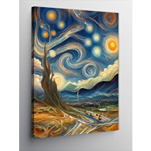 Kanvas Tablo Van Gogh Stilinde Mavi Gökyüzü 70x100 cm