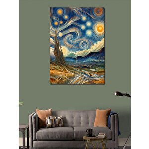 Kanvas Tablo Van Gogh Stilinde Mavi Gökyüzü 100x140 cm