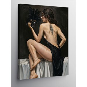 Kanvas Tablo Siyah Maskeli Kadın 100x140 cm