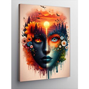 Kanvas Tablo Soyut Kadın Ve Şehir 70x100 cm
