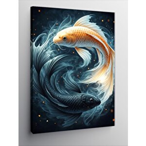 Kanvas Tablo Yin Yang Siyah Beyaz Balık 70x100 cm