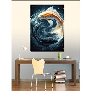 Kanvas Tablo Yin Yang Siyah Beyaz Balık 70x100 cm