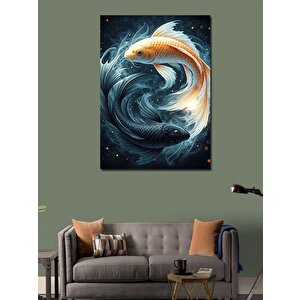 Kanvas Tablo Yin Yang Siyah Beyaz Balık 70x100 cm