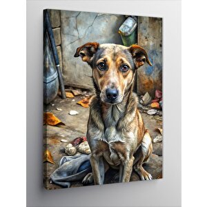 Kanvas Tablo Üzgün Sokak Köpeği 70x100 cm