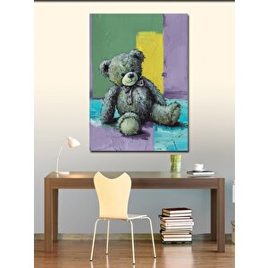 Kanvas Tablo Renkli Fon Oyuncak Ayı 70x100 cm