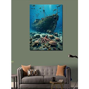 Kanvas Tablo Batık Ve Deniz Canlıları 50x70 cm