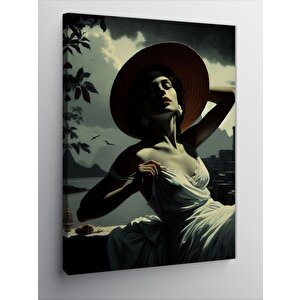 Kanvas Tablo Şapkalı Kadın 70x100 cm