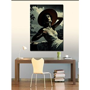 Kanvas Tablo Şapkalı Kadın 70x100 cm