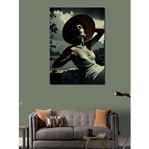 Kanvas Tablo Şapkalı Kadın 70x100 cm