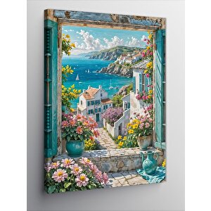 Kanvas Tablo Yazlık Evleri Ve Deniz 70x100 cm